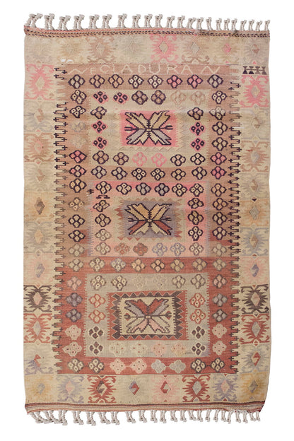 Vintage Turkish Rug, 3.7 x 6.6 ft, 110 x 200 cm
