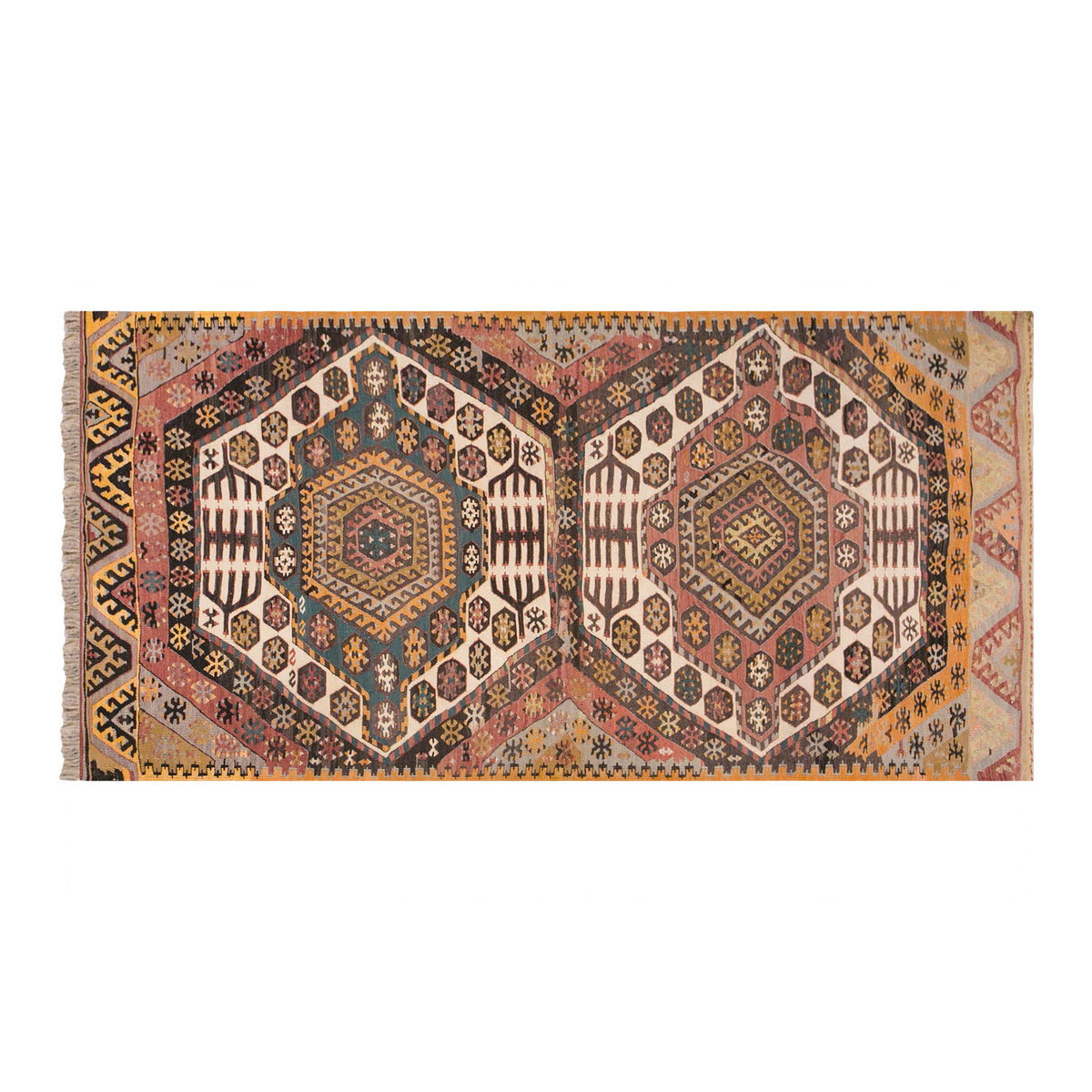 Vintage Turkish Rug, 3.8 x 6.10 ft, 114 x 210 cm