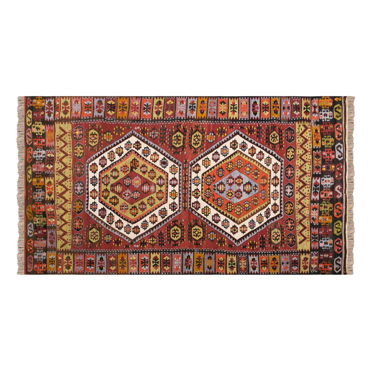 Vintage Turkish Rug, 3.8 x 6.3 ft, 113 x 194 cm