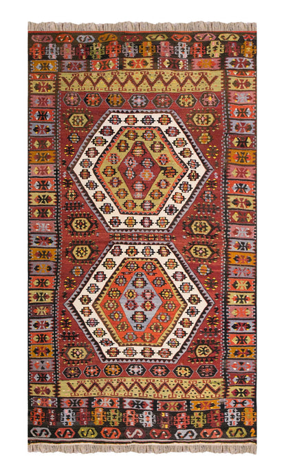 Vintage Turkish Rug, 3.8 x 6.3 ft, 113 x 194 cm