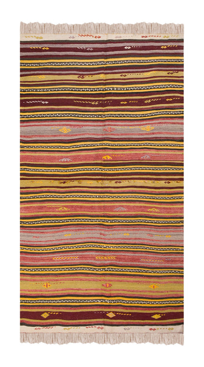 Vintage Turkish Rug, 3.8 x 7.2 ft Rug, 114 x 220 cm