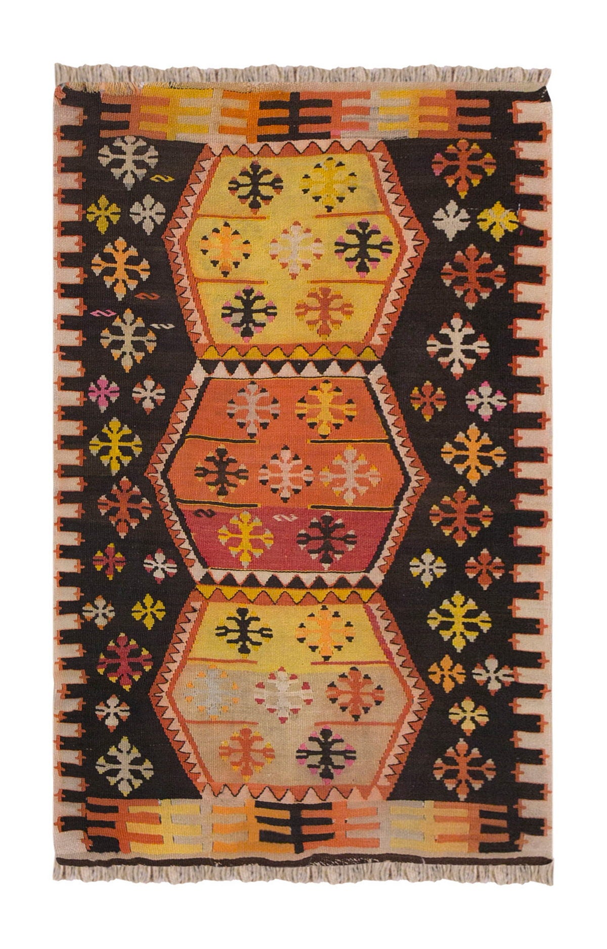 Vintage Turkish Rug, 4.1 x 3.2 ft, 125 x 99 cm