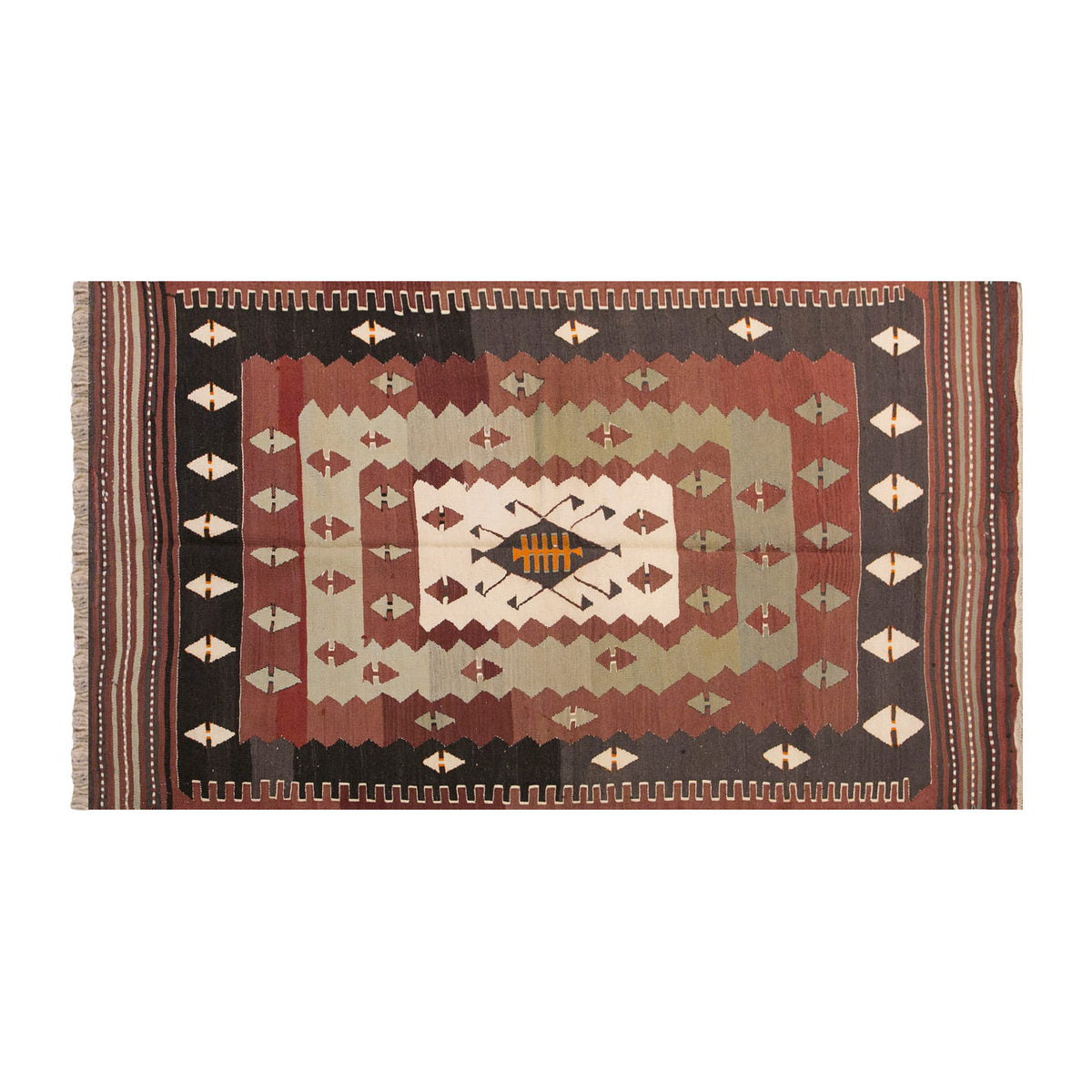 Vintage Turkish Rug, 4.1 x 6.11 ft Rug, 125 x 212 cm