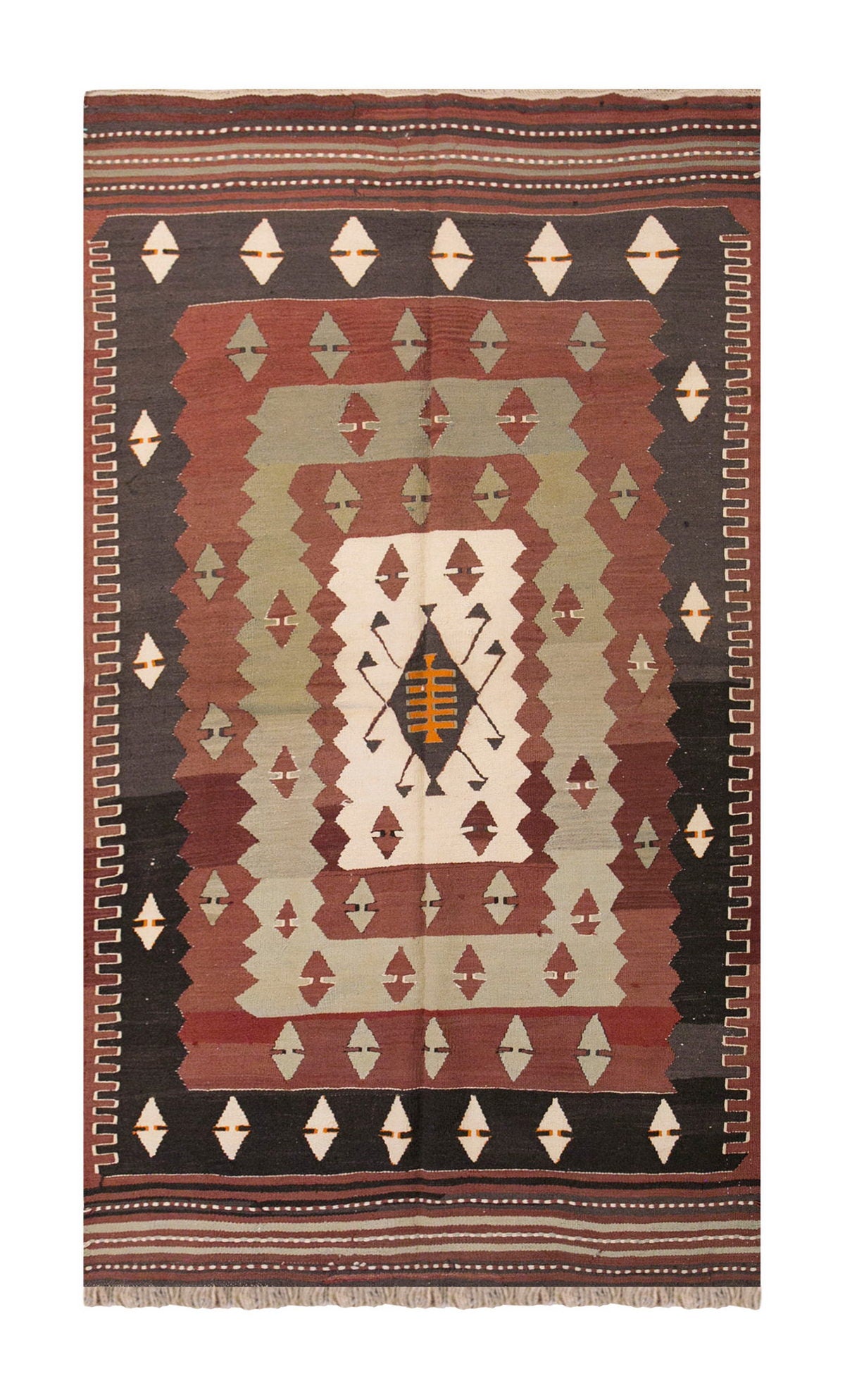 Vintage Turkish Rug, 4.1 x 6.11 ft Rug, 125 x 212 cm
