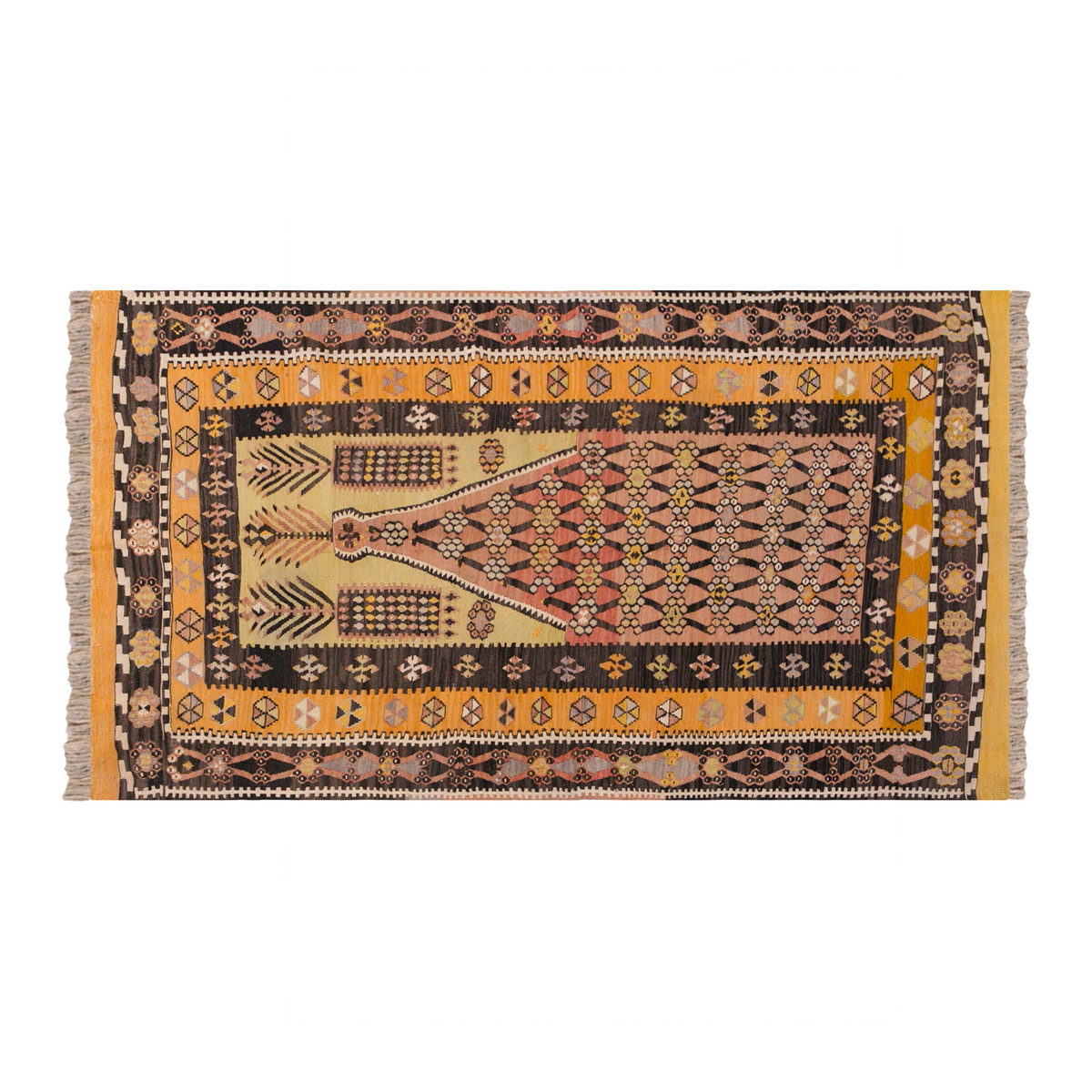 Vintage Turkish Rug, 4.1 x 6.9 ft, 125 x 206 cm