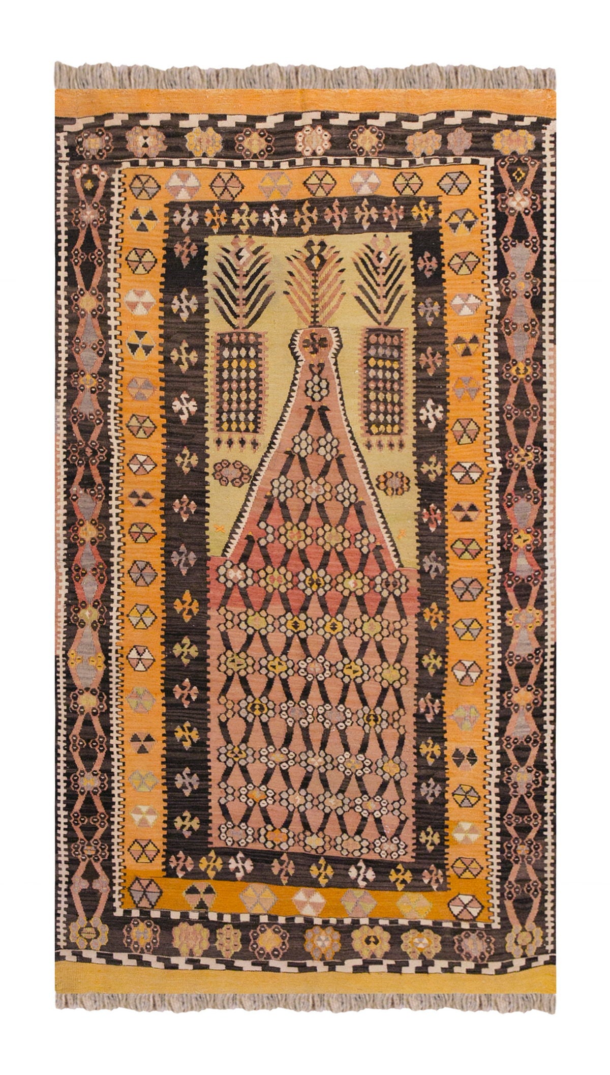 Vintage Turkish Rug, 4.1 x 6.9 ft, 125 x 206 cm