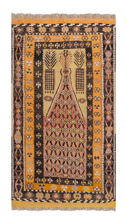 Vintage Turkish Rug, 4.1 x 6.9 ft, 125 x 206 cm