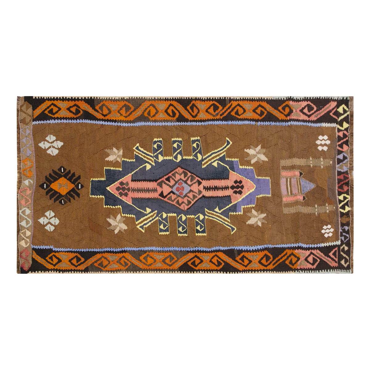 Vintage Turkish Rug, 4.10 x 5.10 ft Rug, 149 x 180 cm