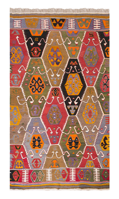 Vintage Turkish Rug, 4.10 x 8.8 ft Rug, 148 x 265 cm