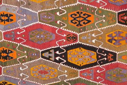Vintage Turkish Rug, 4.10 x 8.8 ft Rug, 148 x 265 cm