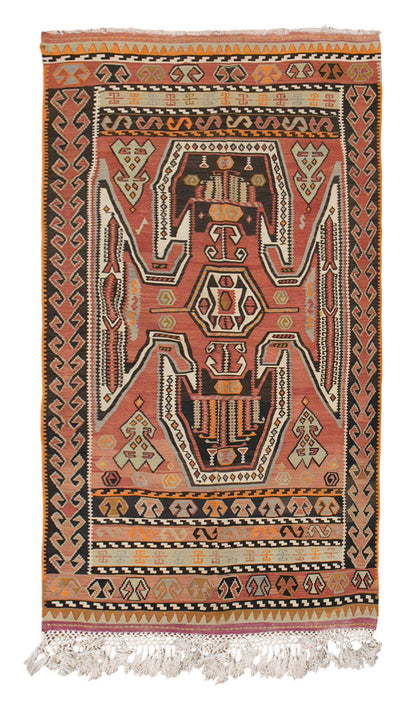 Vintage Turkish Rug, 4.11 x 8.6 ft, 150 x 260 cm