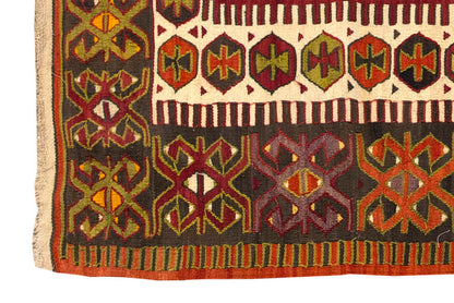 Vintage Turkish Rug, 4.2 x 5.1 ft Rug, 128 x 155 cm