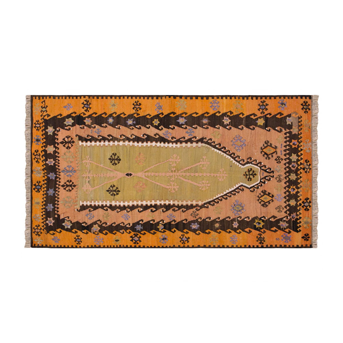 Vintage Turkish Rug, 4.2 x 7.4 ft Rug, 129 x 226 cm
