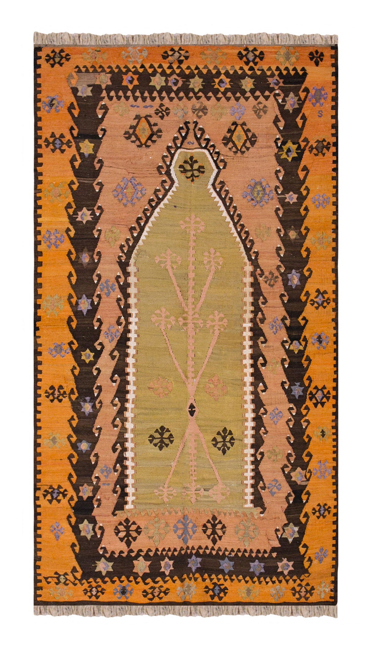 Vintage Turkish Rug, 4.2 x 7.4 ft Rug, 129 x 226 cm
