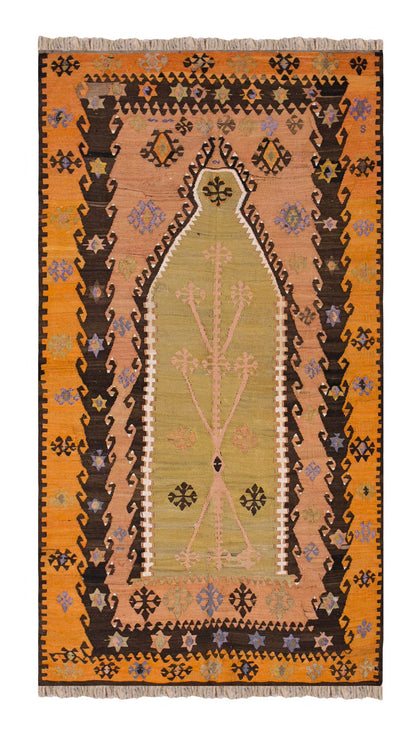 Vintage Turkish Rug, 4.2 x 7.4 ft Rug, 129 x 226 cm