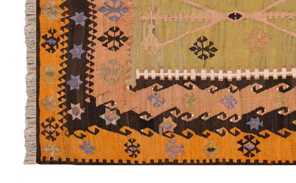 Vintage Turkish Rug, 4.2 x 7.4 ft Rug, 129 x 226 cm