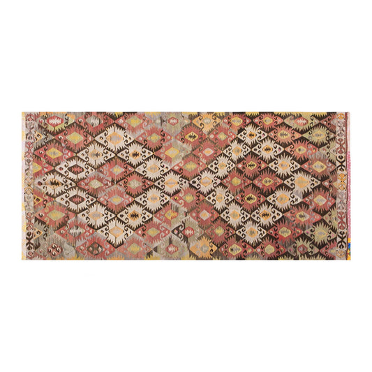 Vintage Turkish Rug, 4.2 x 8.5 ft, 128 x 258 cm
