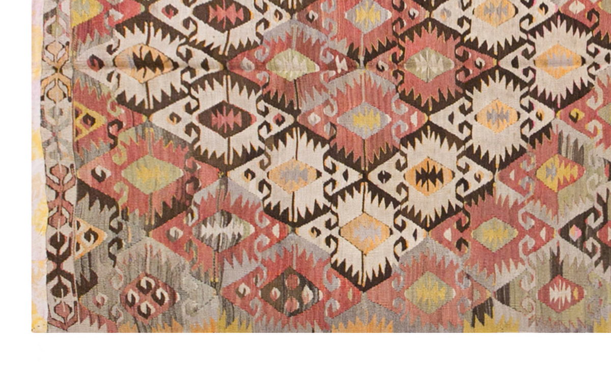 Vintage Turkish Rug, 4.2 x 8.5 ft, 128 x 258 cm