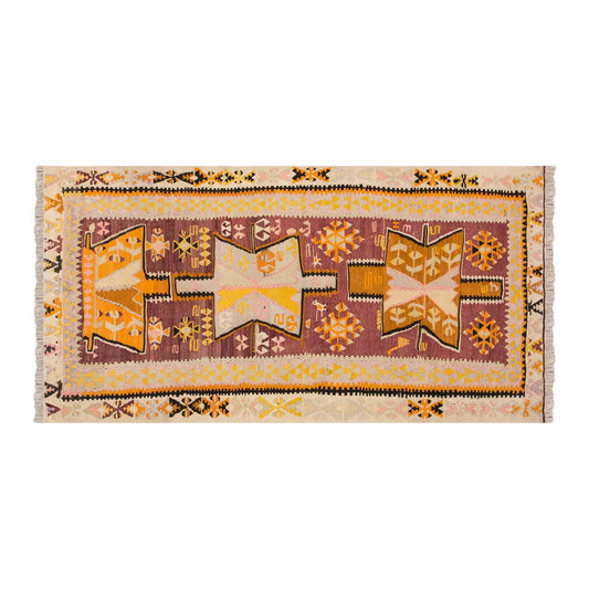 Vintage Turkish Rug, 4.2 x 8 ft, 127 x 246 cm