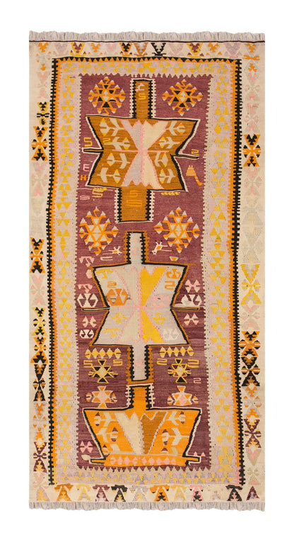 Vintage Turkish Rug, 4.2 x 8 ft, 127 x 246 cm