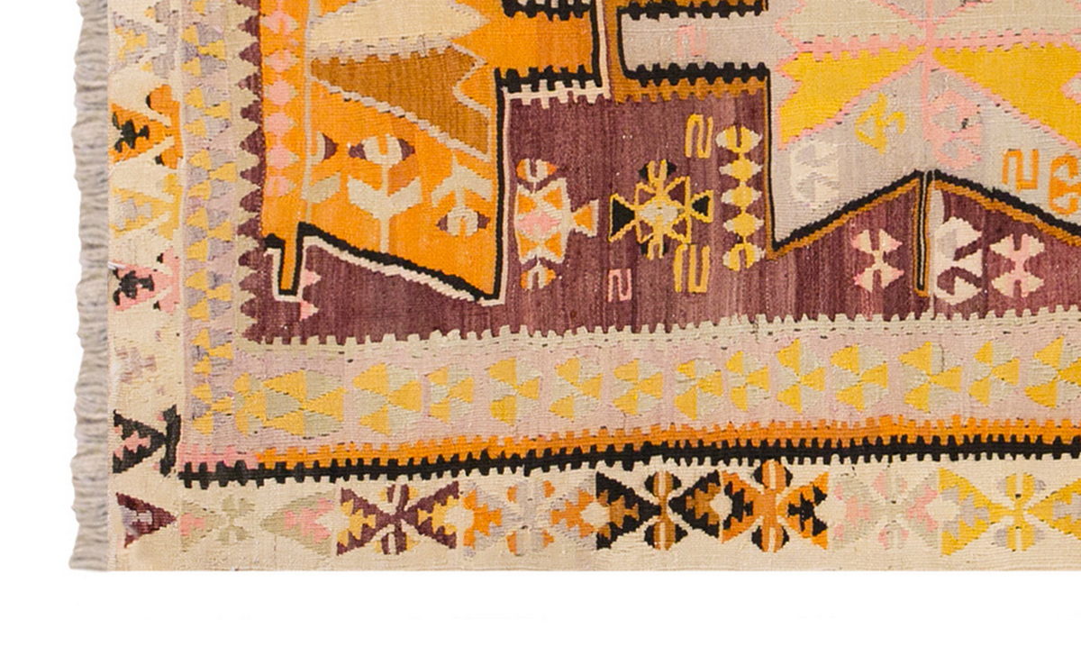 Vintage Turkish Rug, 4.2 x 8 ft, 127 x 246 cm