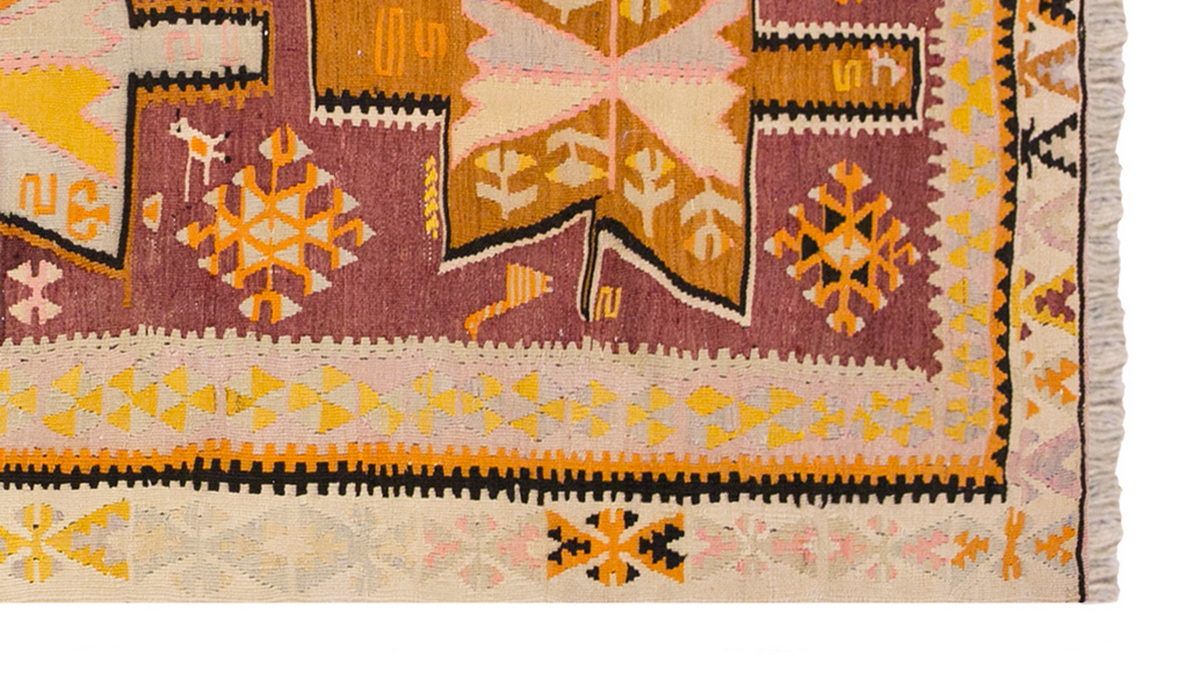 Vintage Turkish Rug, 4.2 x 8 ft, 127 x 246 cm