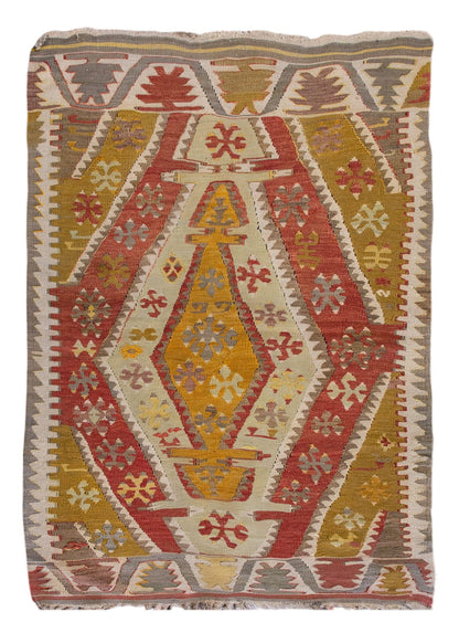 Vintage Turkish Rug, 4.3 x 3.1 ft Rug, 130 x 95 cm