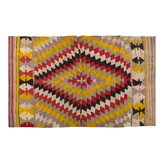 Vintage Turkish Rug, 4.3 x 3.4 ft, 130 x 104 cm