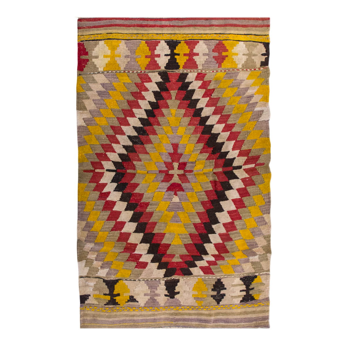 Vintage Turkish Rug, 4.3 x 3.4 ft, 130 x 104 cm