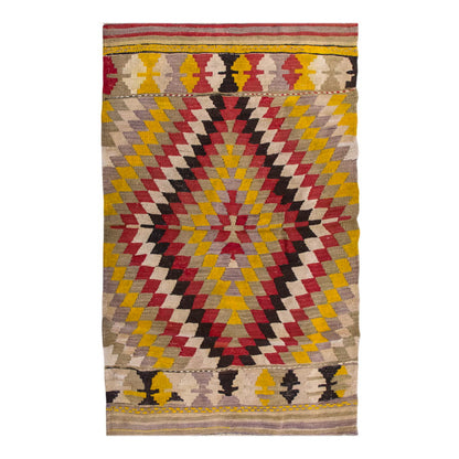 Vintage Turkish Rug, 4.3 x 3.4 ft, 130 x 104 cm