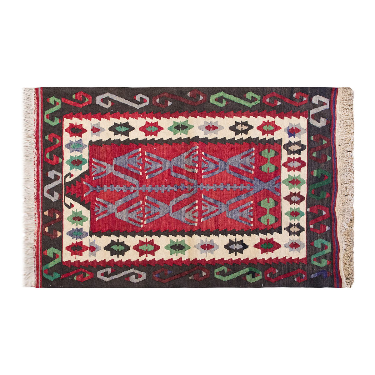 Vintage Turkish Rug, 4.4 x 3.2 ft Rug, 133 x 97 cm