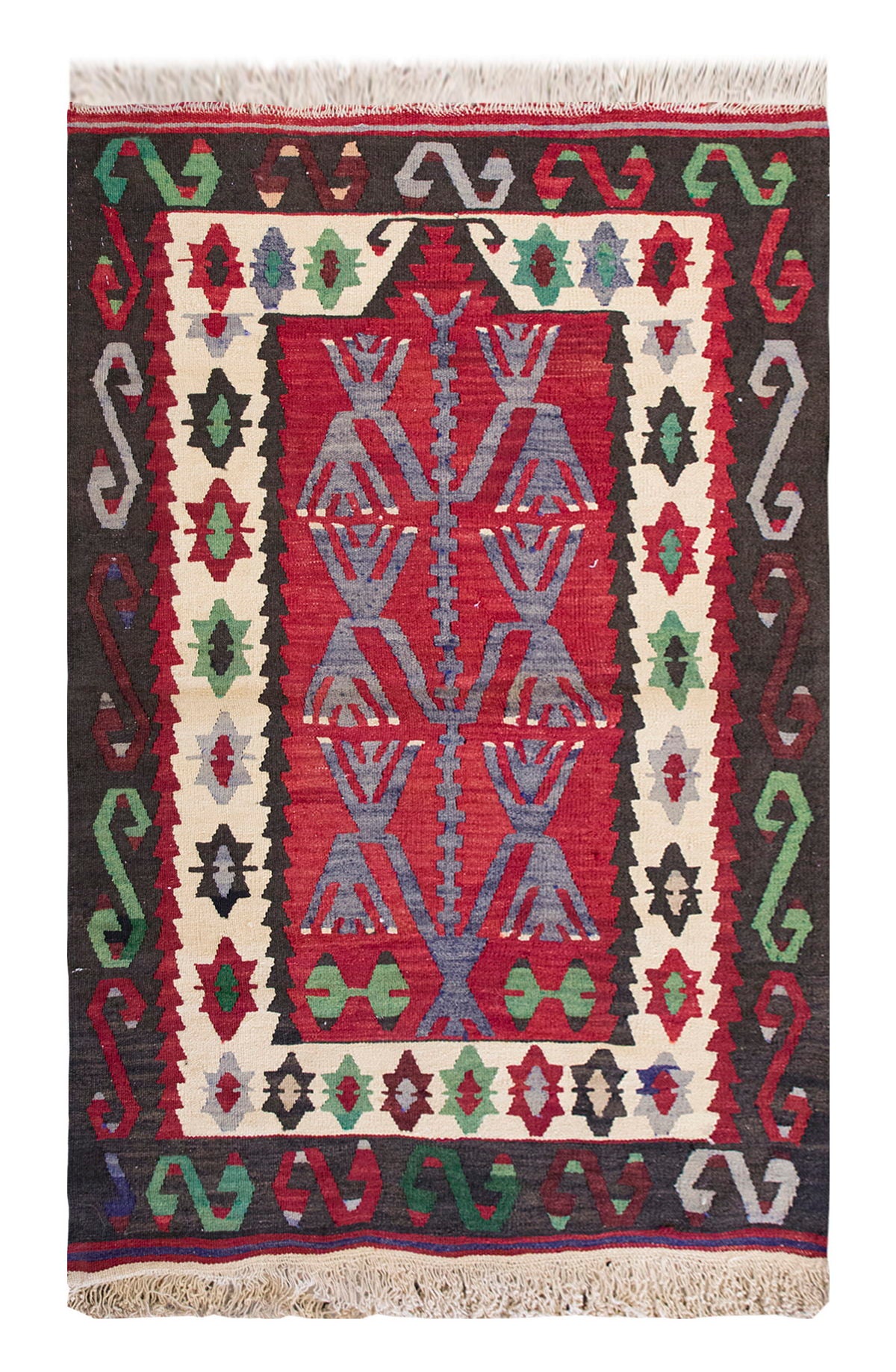 Vintage Turkish Rug, 4.4 x 3.2 ft Rug, 133 x 97 cm