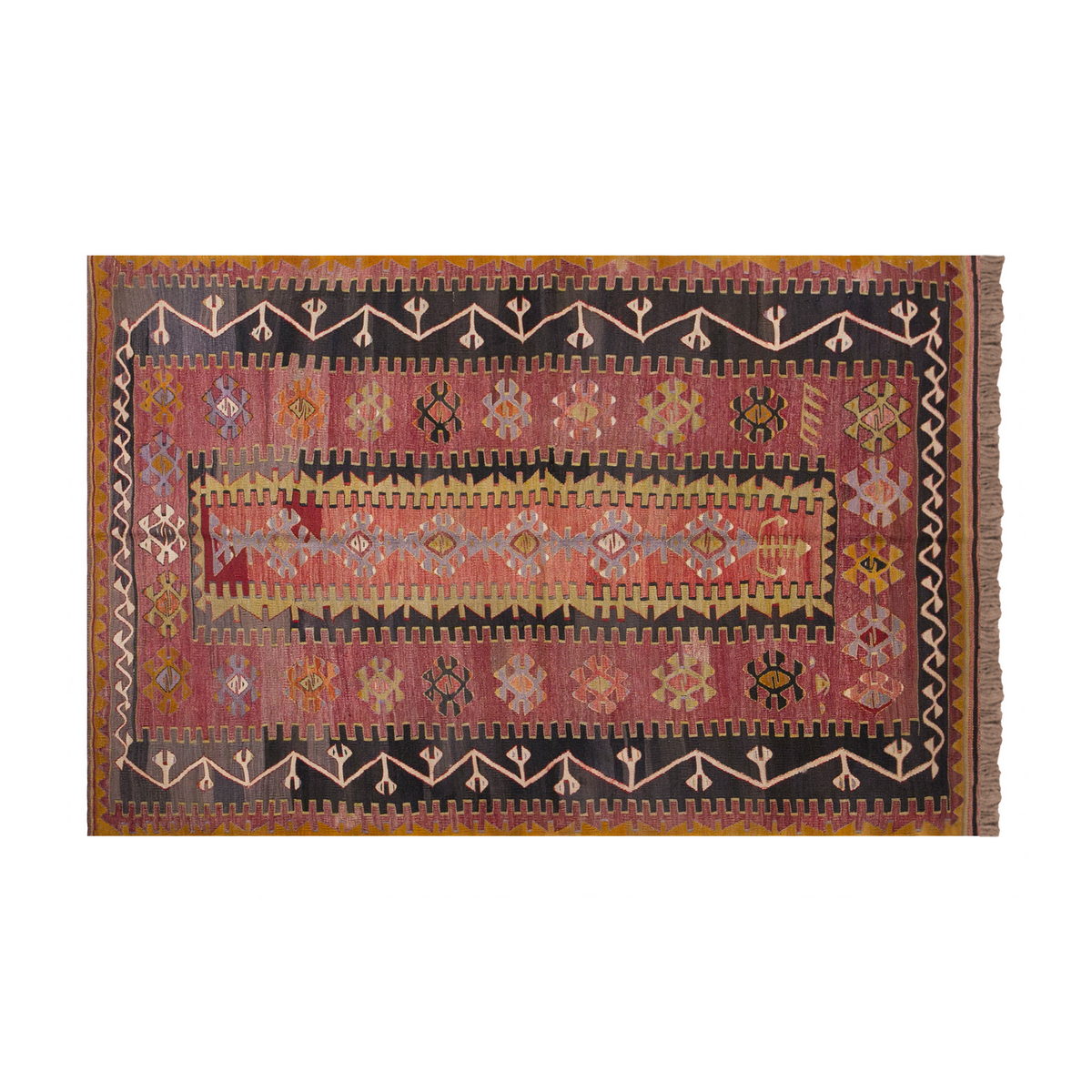 Vintage Turkish Rug, 4.4 x 6.5 ft, 134 x 196 cm