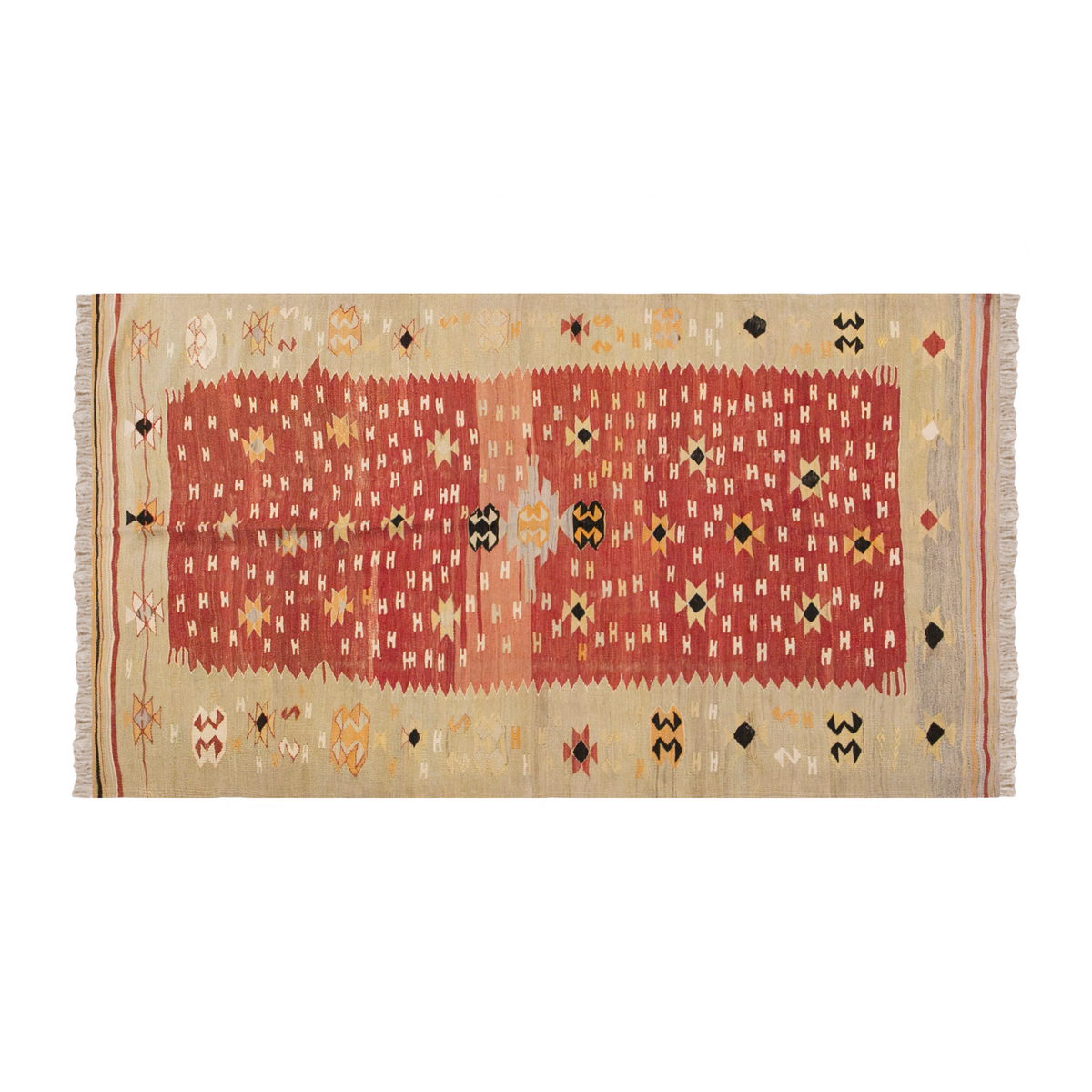 Vintage Turkish Rug, 4.4 x 7.1 ft, 133 x 216 cm