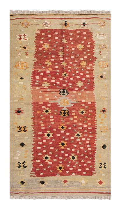 Vintage Turkish Rug, 4.4 x 7.1 ft, 133 x 216 cm