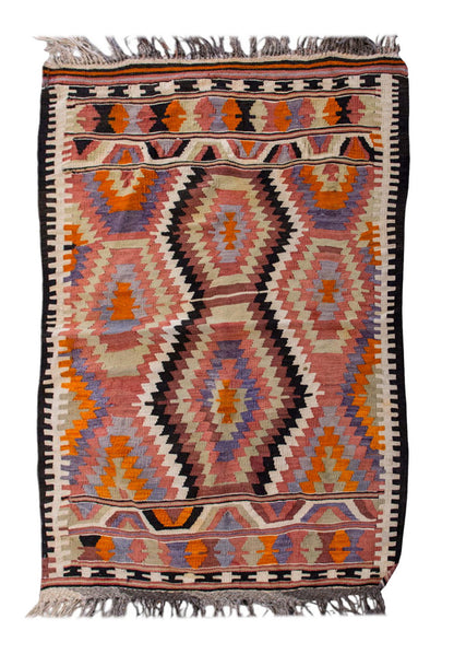 Vintage Turkish Rug, 4.5 x 3.3 ft Rug, 135 x 101 cm