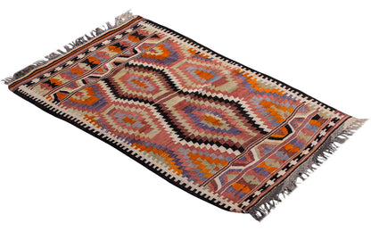 Vintage Turkish Rug, 4.5 x 3.3 ft Rug, 135 x 101 cm