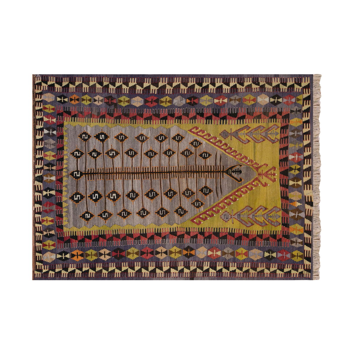 Vintage Turkish Rug, 4.5 x 5.8 ft Rug, 136 x 173 cm