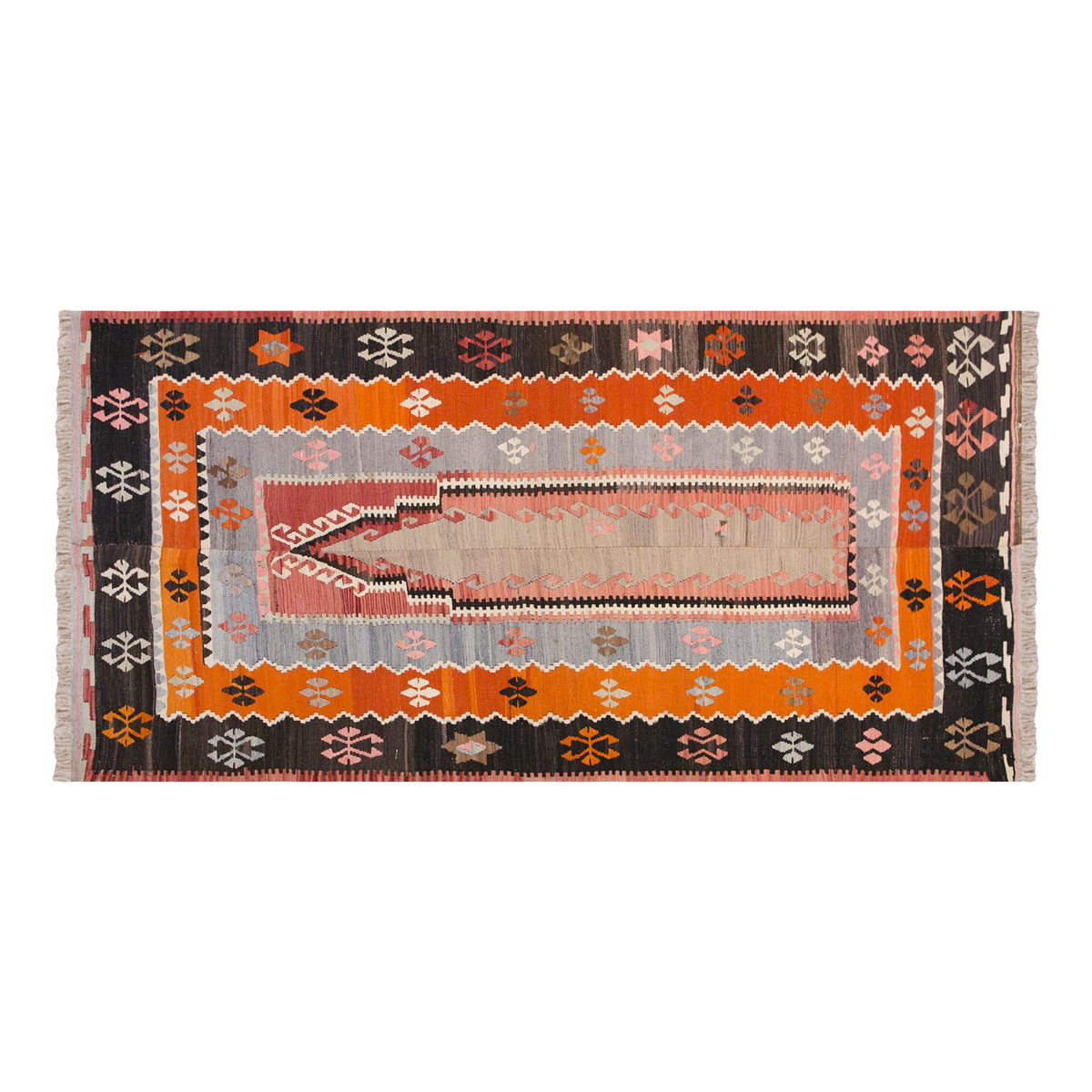 Vintage Turkish Rug, 4.5 x 8.7 ft, 135 x 262 cm