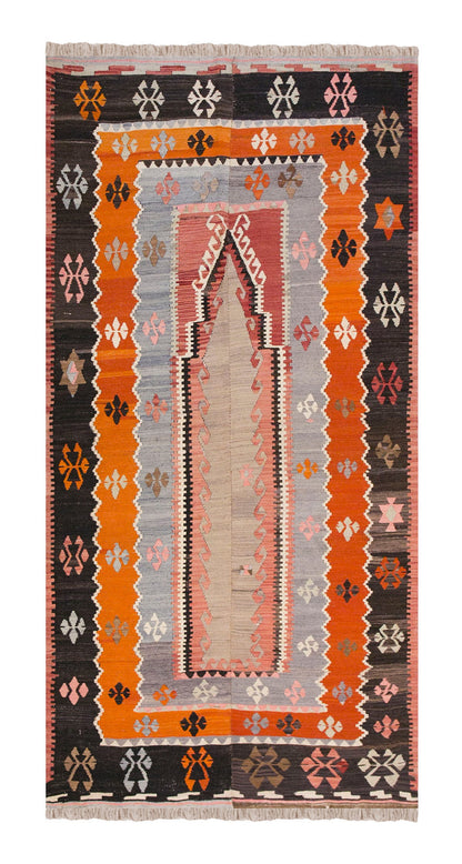 Vintage Turkish Rug, 4.5 x 8.7 ft, 135 x 262 cm