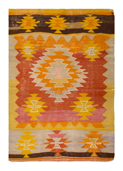 Vintage Turkish Rug, 4.6 x 3 ft Rug, 138 x 93 cm