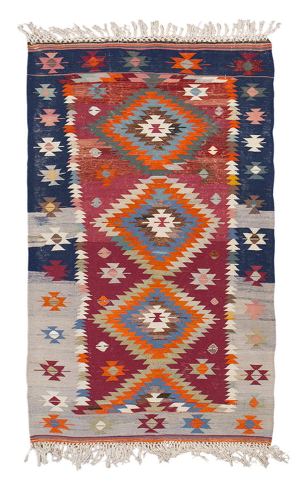 Vintage Turkish Rug, 4.6 x 8.7 ft, 138 x 262 cm