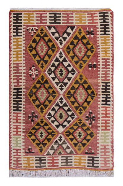 Vintage Turkish Rug, 4.7 x 2.11 ft Rug, 142 x 91 cm