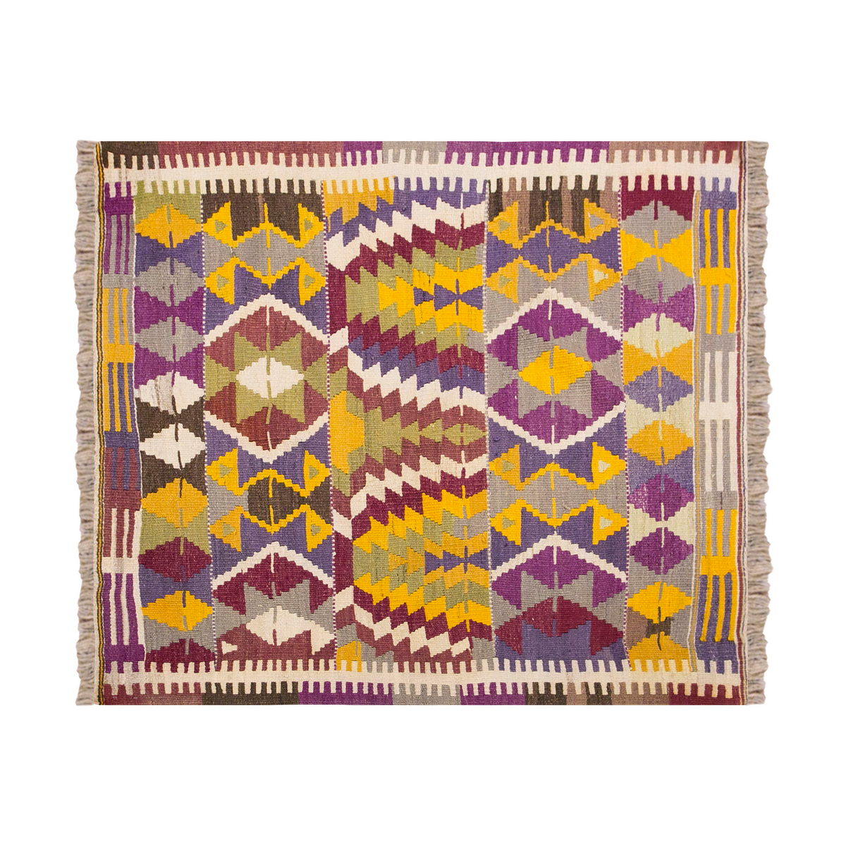 Vintage Turkish Rug, 4.7 x 4.5 ft Rug, 140 x 135 cm