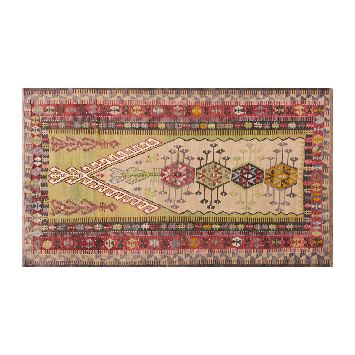 Vintage Turkish Rug, 4.8 x 7.6 ft, 144 x 230 cm