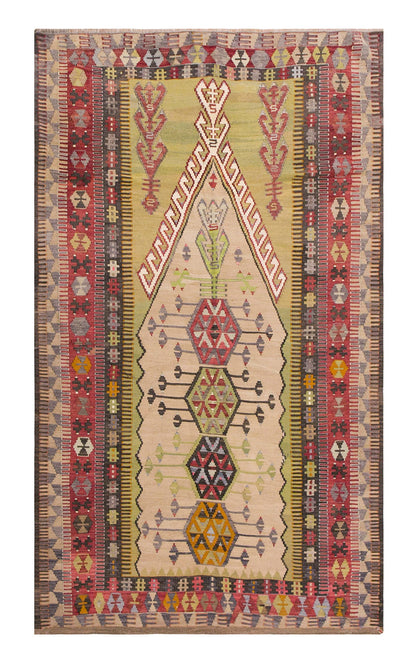 Vintage Turkish Rug, 4.8 x 7.6 ft, 144 x 230 cm