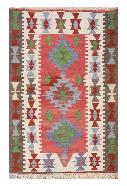 Vintage Turkish Rug, 4.9 x 6.4 ft Rug, 145 x 195 cm