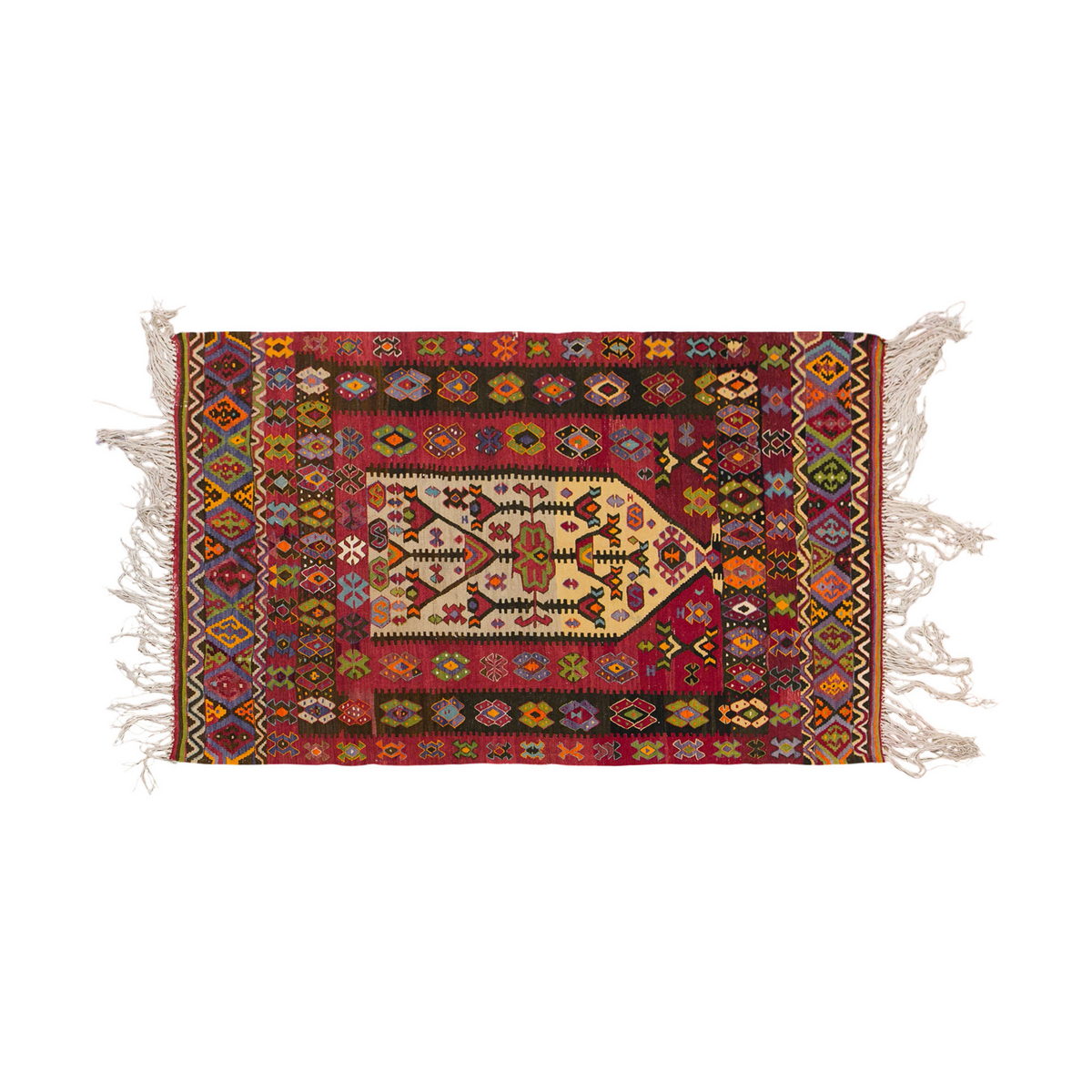 Vintage Turkish Rug, 4 x 5.3 ft, 122 x 162 cm