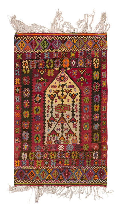 Vintage Turkish Rug, 4 x 5.3 ft, 122 x 162 cm