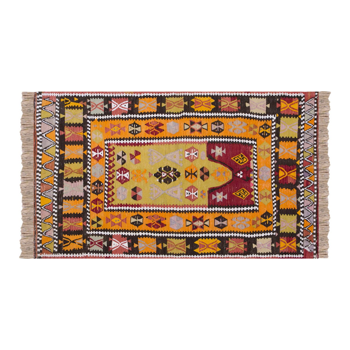 Vintage Turkish Rug, 4 x 6.6 ft, 122 x 200 cm